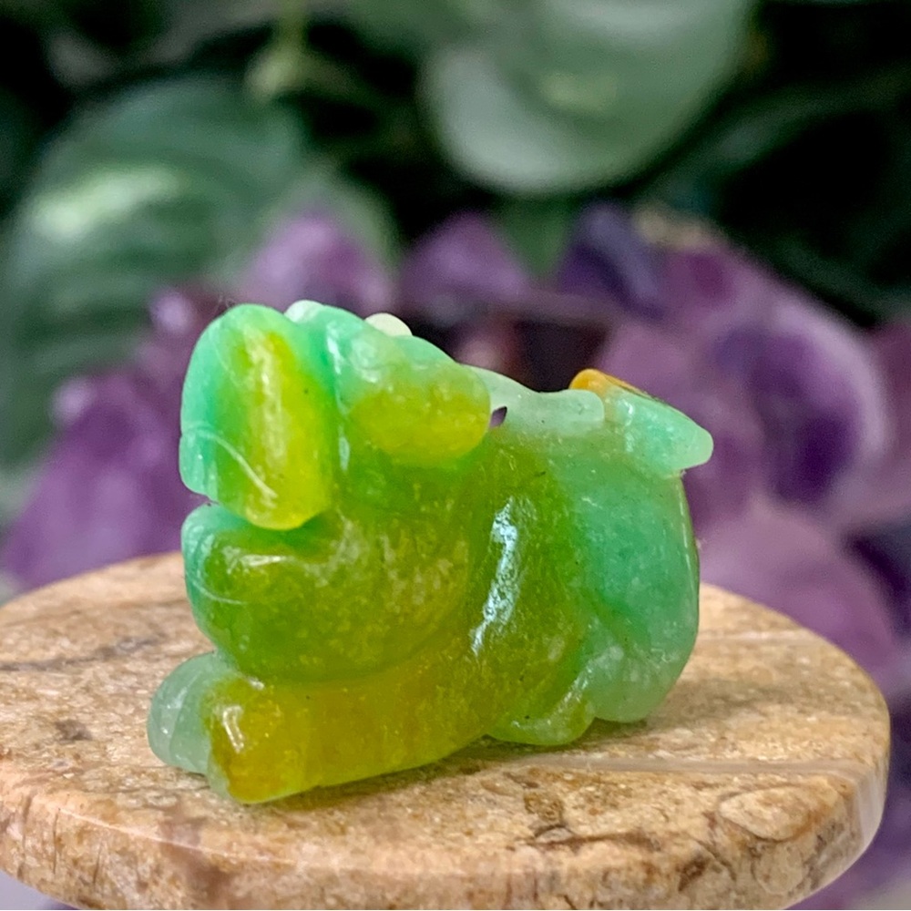Green Honey Yellow Burma Jade Jadeite Pixiu Pendant Dragon Mythical Beast 1.1" - Picture 2 of 15
